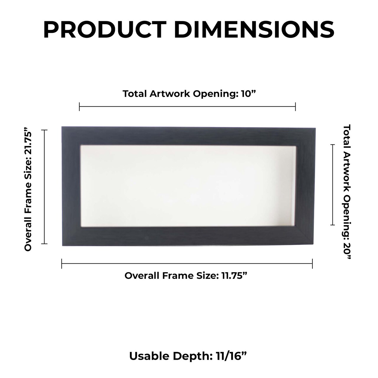 Elegant Charcoal Wood Shadow Box Frame with Acrylic Front - White Suede Backing, 30 Sizes
